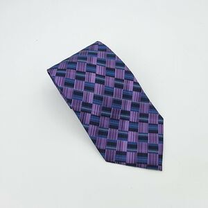 Matrix Purple, Blue Geometric Silk Necktie Men's Geometric size 59 x 4